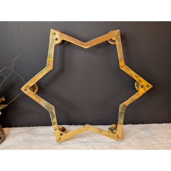 Star-Shaped Brass Candle Holder W/ 6 Arms For Taper Candles Wedding Party Decor - Picture 6 of 10